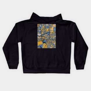 Columbus Map Pattern in Blue & Gold Kids Hoodie